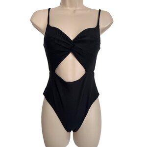 L * Space Kyslee One Piece Size Small Black Swimsuit Adjustable Straps NWT Textu
